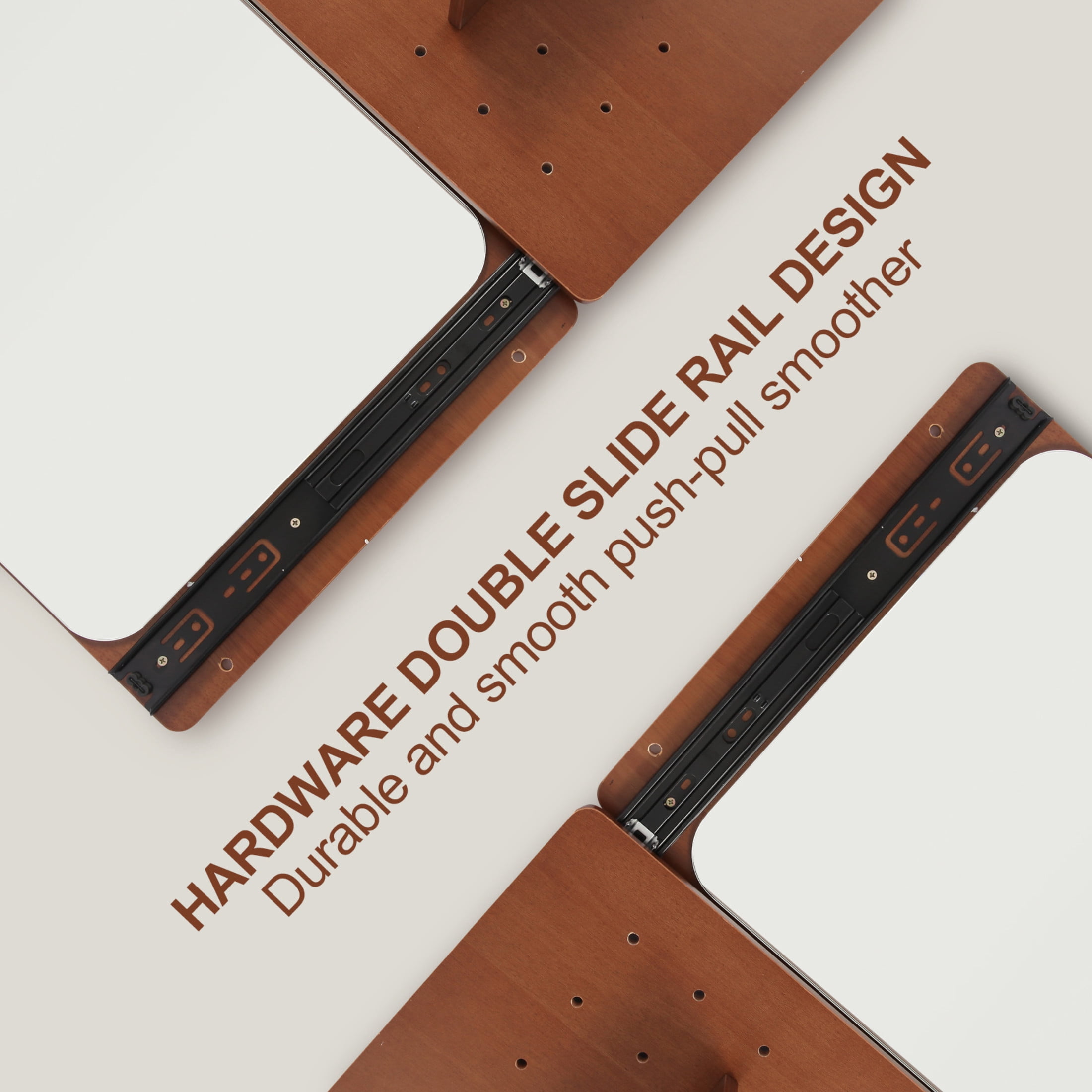 Noble House 47.6" Wall-Mounted Full-Length Mirror, Multifunctional Rubberwood Frame, Shelf & Hooks, Sliding Panel, Walnut