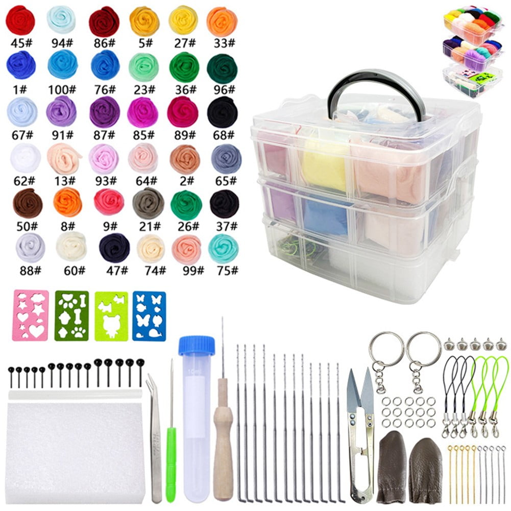Complete Needle Felting Kit Handmade Wool Felt Material and Essential Tools