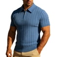 thumbnail image 2 of Fnnxeal Mens Polo Shirts Solid Zipper Casual Short Sleeve Collared Summer Polo Blue Shirts for Men Size M, 2 of 6