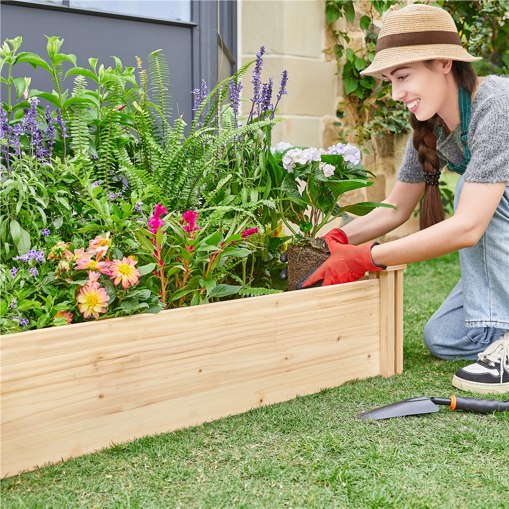 Renwick Divisible Planter Box for Home Vegetable Flower, 95″ L x 25″ W x 11″ H, Wood