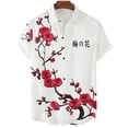 thumbnail image 4 of Camisa hawaiana con estampado 3D de flores de cerezo y ciruelo para hombre, blusas hawaianas de verano para mujer, blusas con solapa y mangas cortas, 4 of 4