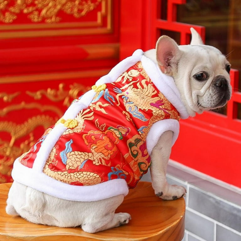 Dog Chinese Style Costume Pet New Year Costume Tang Dynasty Puppy Coat for Schnauzer Chihuahua Teddy 6 Sizes