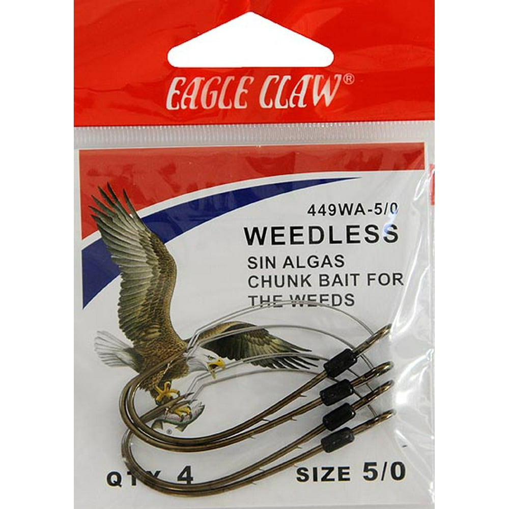 Eagle Claw 449WAH5/0 Weedless Baitholder Hook, Bronze, Size 5/0 Hook