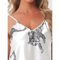 thumbnail image 5 of DARING DIVA Women's Leopard Satin Silky Soft V Neck Spaghetti Pants Pajama Set L White, 5 of 7
