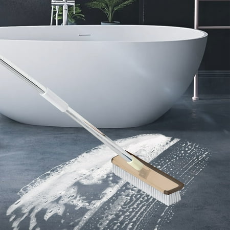 

Weloille Floor Scrub Silicone Brush With Long Handle 2 In 1 Scrape And Brush Tub And Tile Brush For Cleaning Bathroom Patio Kitchen Wall
