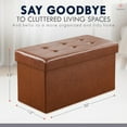 thumbnail image 2 of Ornavo Home 30 Inch Foldable Storage Ottoman Bench, Tufted Large Faux Leather Storage Ottoman, Storage Chest, Foot Rest Stool, Bedroom Bench with Storage - (Mocha), 2 of 7
