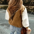 thumbnail image 5 of UQJfacai Corduroy Jacket Women Fuzzy Sherpa Long Sleeve Button Down Winter Coats Color Block Patchwork Warm Casual Outerwear with Pockets, 5 of 9
