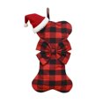 thumbnail image 2 of Plaid Bow Bone Christmas Stocking [Red and Black Grid], 2 of 5