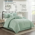thumbnail image 6 of Lanco 7 Piece Green Comforter Set , California King Size Chain Stiching Embroidery Bedding , All Season Floral Leaves Bedding Set , Bed Skirt, Pillows & Shams, 6 of 7