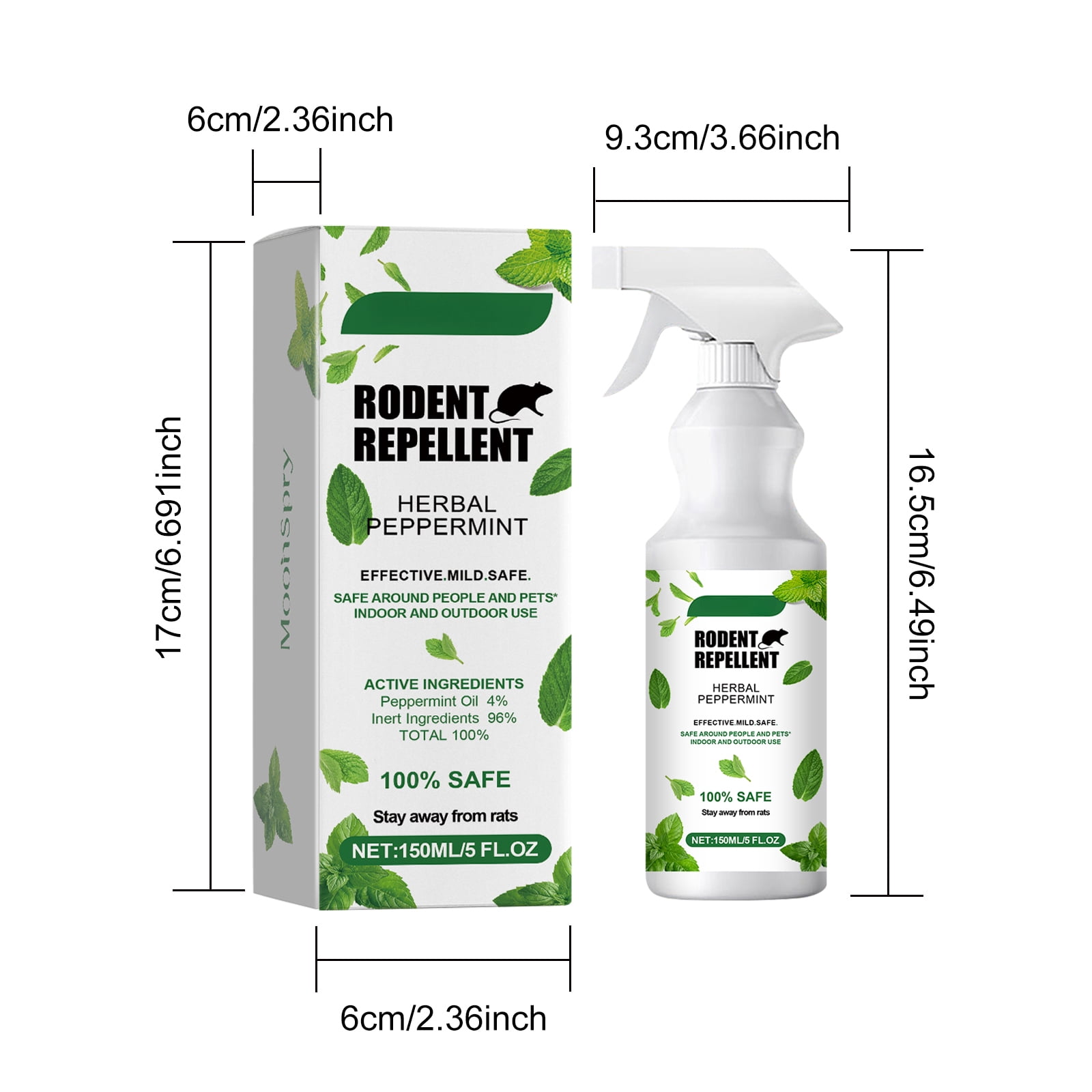 Alvantor Indoor & Outdoor Rodent Deterrent Spray with Mint & Capsicum, 5 fl. oz