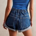 thumbnail image 5 of RYRJJ Jean Shorts Womens Stretchy High Waisted Ripped Denim Shorts with Pockets Trendy Distressed Cut Off Hot Short Pants(Dark Blue,XL), 5 of 8