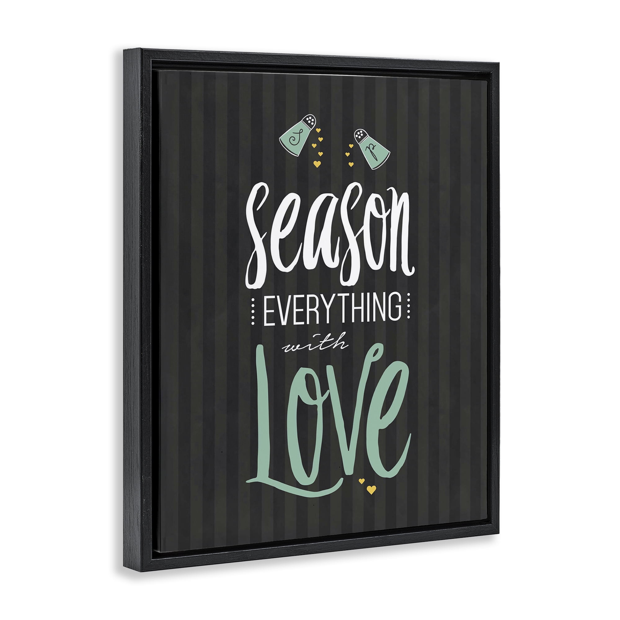 Season With Love Black & Green Black Framed Floater Canvas Wall Art, design by Lettered and Lined