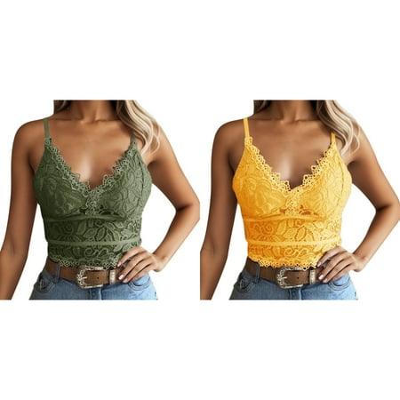 2-Pack Plus Size Lingerie Vest Bra Wireless Camisole Underwear Crop V Neck Women Lingerie for plus Size Women Satin Chemise Lingerie for Women plus Size plus Size Lingerie Push up