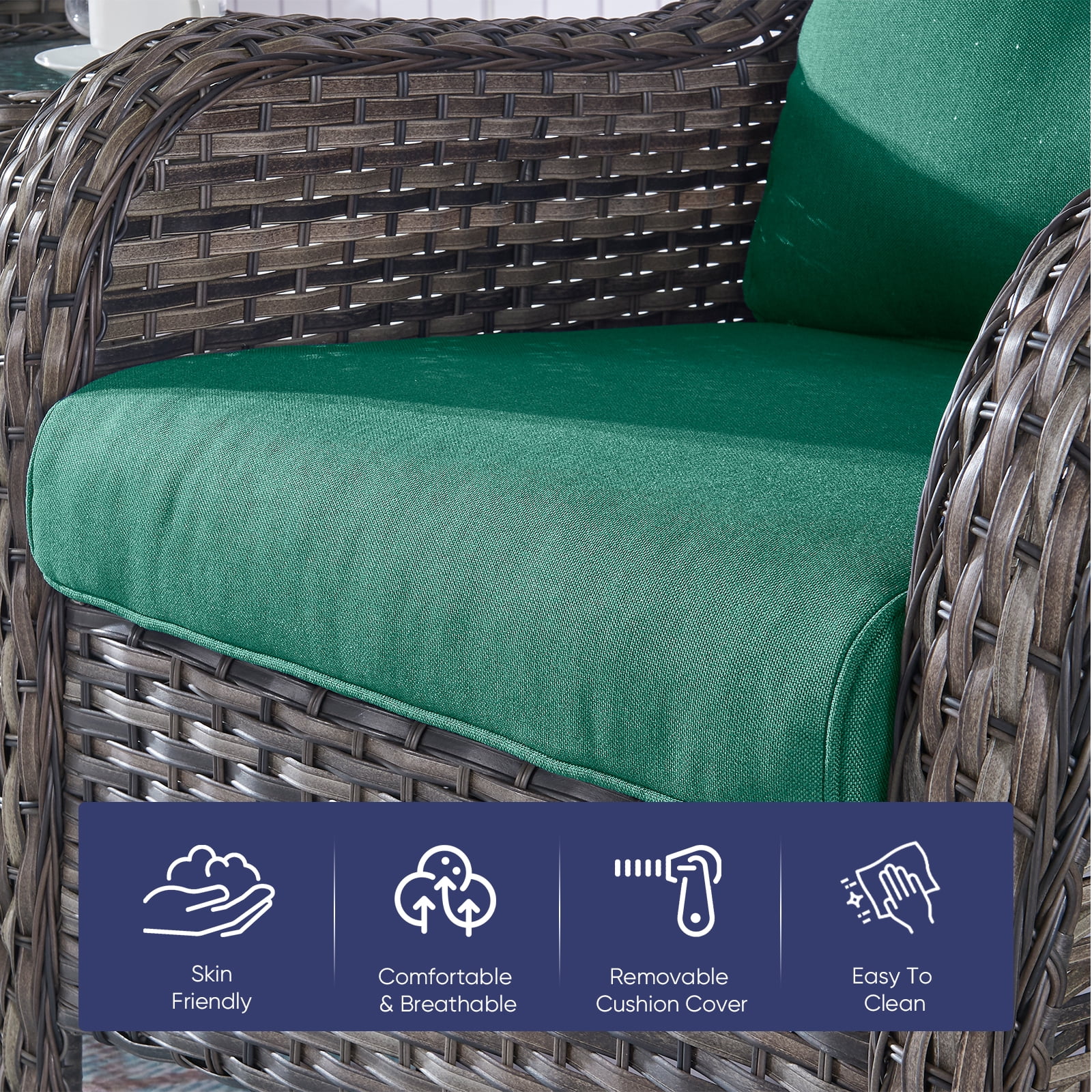 Giantfurnni Cushions for Outdoor Furniture Set 22 x 24,Patio Furniture Cushions Waterproof & Fade Resistant Deep Seat Cushion for Wicker Chair, Sofa, Couch