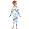 thumbnail image 3 of Dailycode Cotton Pajama Set Snug Fit Long Sleeve Top and Pants for 18M-8Y Different Whales and Leaf, 3 of 7