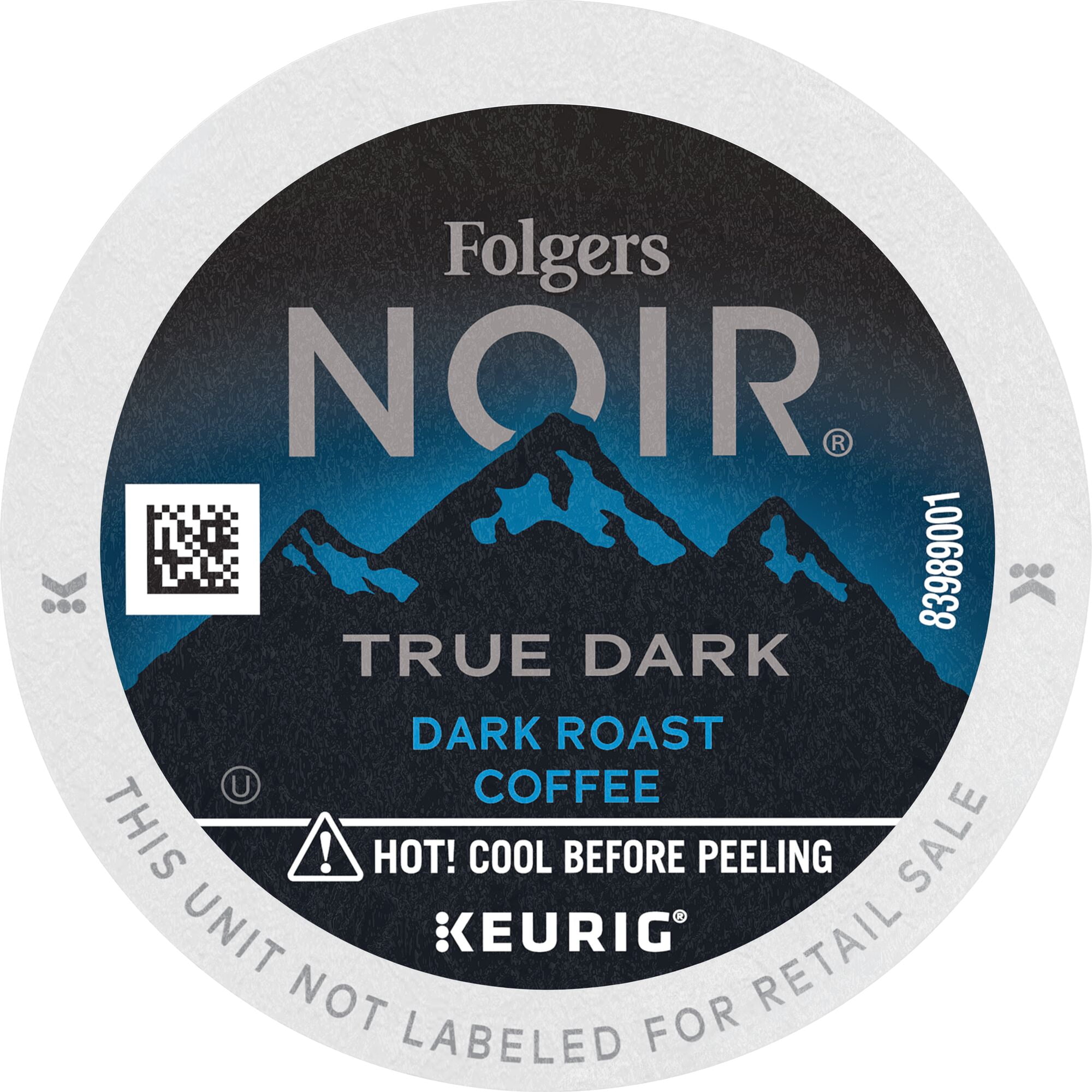 Folgers Noir True Dark, Dark Roast Ground Coffee, KCup Pods for Keurig