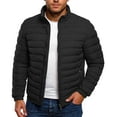 thumbnail image 3 of Men's Winter Large Size Cotton-padded Jacket with Hooded Slim Fit Lightweight Design for Cold Weather Outings, Daily Casual Wear, and Holiday Season Activities,Black,L, 3 of 5