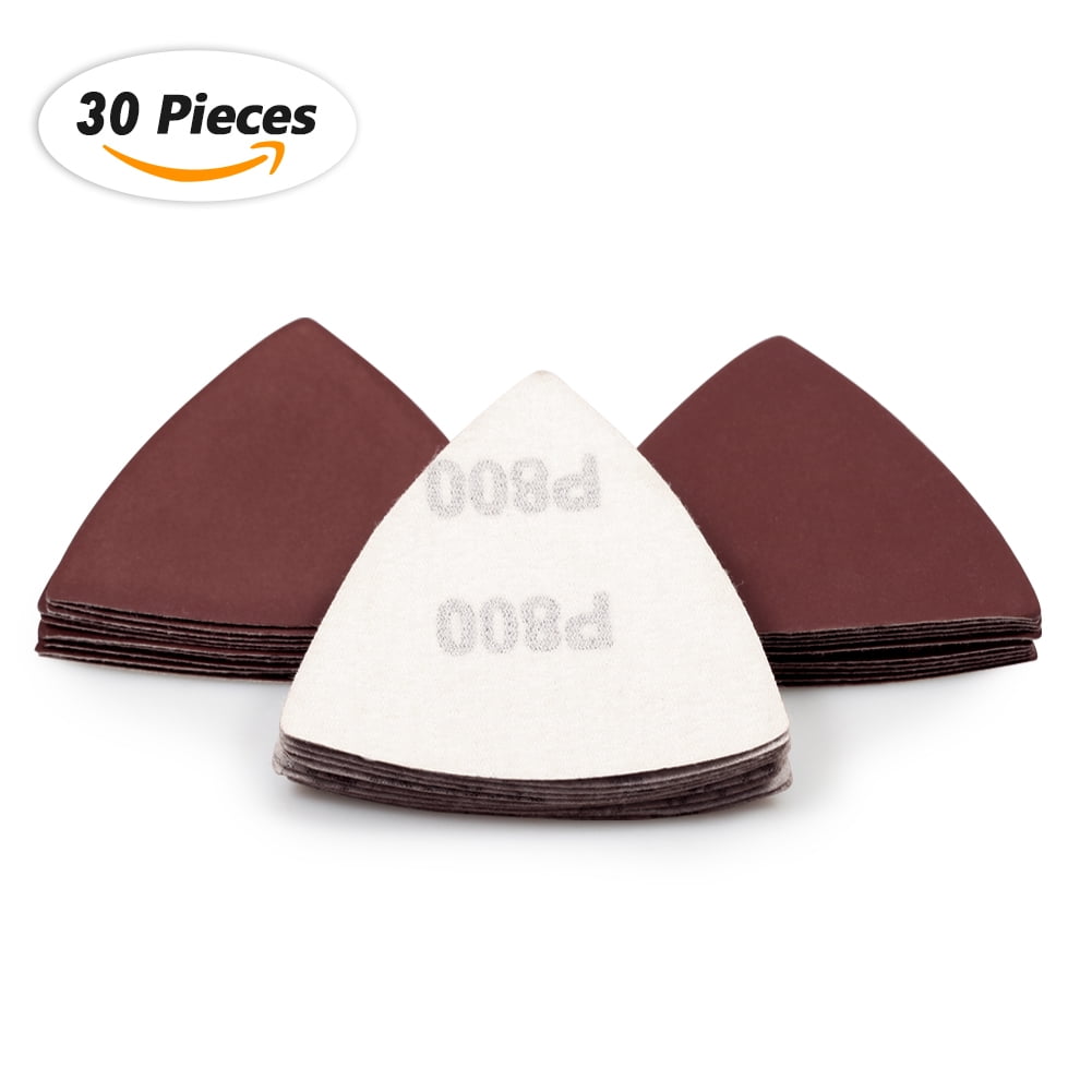 SPEEDWOX 30 Pcs Hook and Loop Triangle Sandpaper 800 Grit 80mm 31/8
