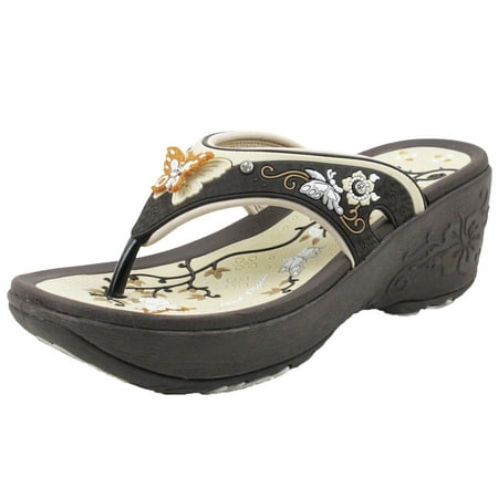 

GP Wedge Platform Flip Flop Sandals for Women: 8161 Brown EU35 (US Size 4 - 4.5)