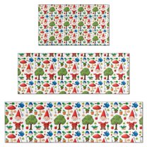 White Christmas Gnome Pattern Kitchen Rugs Sets Of 3,Kitchen Runner Rugs Non Skid Washable,Decorative Kitchen Floor Mats for Kitchen,Sink,Laundry,17"x30"  17"x47"   17"x59"