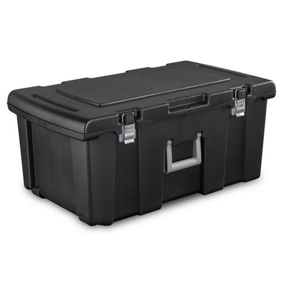 Sterilite Wheeled Footlocker Utility Storage Container, Black, 4 Pack