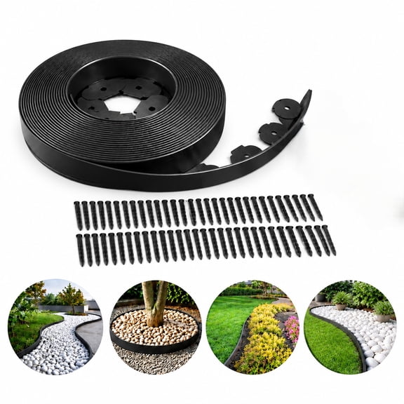 Flexible Plastic Garden Edging Border,39.37FT 1.97 Inch No-Dig Landscape Edging with 30 Stakes for Lawn Flower Bed Yard Landscaping Projects