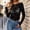 Black, variant on Womens Lace Sheer Mesh Tops Long Sleeve Floral Lace Blouse Elegant Hollow Out Party Clubwear Shirt Trendy Layering Underwear