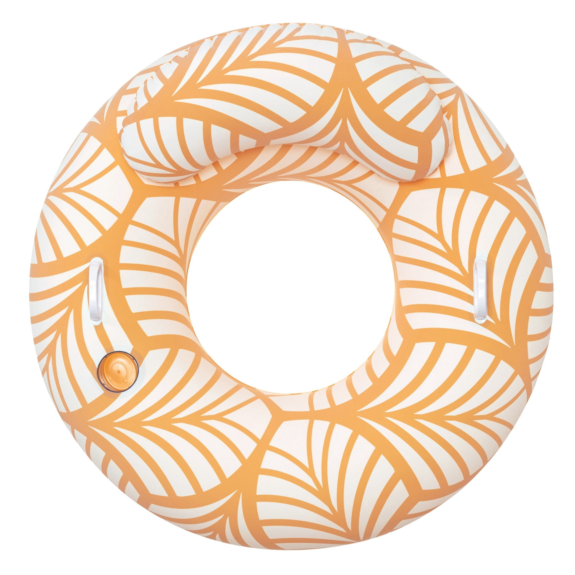 H2OGO! Comfort Plush Deluxe Swim Tube 46.5" x 46"  - Bestway,  Yellow & White, Inflatable Water Float, Built-In Cupholder,, Comfortable Pillow, 2 Way Valve Easy Inflate & Deflate