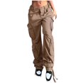 thumbnail image 2 of Puntoco, pantalones holgados de cintura baja para mujer, pantalones Jogger de bolsillo sueltos, ropa de calle Hippie Punk, pantalones vaqueros sólidos de longitud completa Puntoco Puntoco-2546, 2 of 9