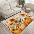 thumbnail image 2 of Area Rugs 3'x5', Orange Fall Carpet Runner Indoor Outdoor Rugs Home Decor Aesthetic, Pumpkins Botanical Thanksgiving Autumn Non Slip Mats Washable Accent Rug for Living Room Bedroom, 2 of 7
