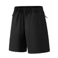 thumbnail image 2 of CPNG Kids Boys Solid Color Sports Shorts Quick Drying Elastic Waist Casual Running Athletic Sports with Zipper Up Pockets(Black,10-11 Years), 2 of 5