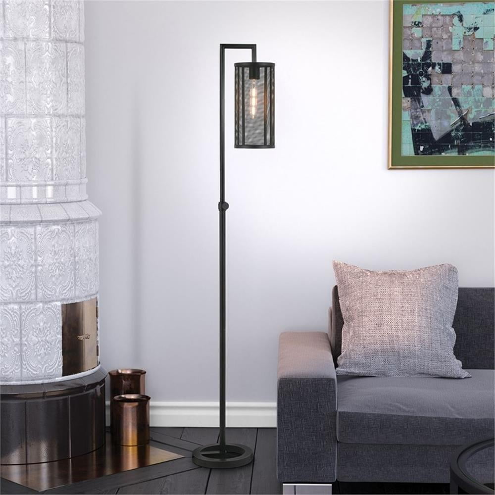 Evelyn&Zoe Industrial Metal Floor Lamp with Metal Mesh Shade