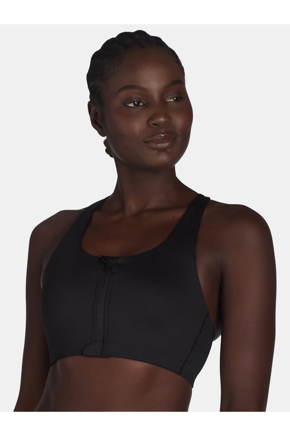 Women's High Support Zip Front Sports Bra, Sizes XS-XXXL
