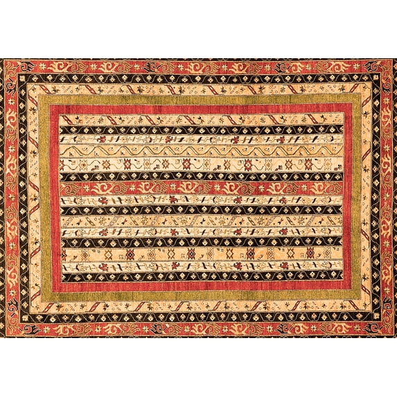 Ahgly Company Indoor Rectangle Abstract Orange Modern Area Rugs, 5' x 8'