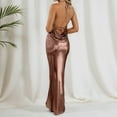 thumbnail image 3 of Sleeveless Backless Maxi Dress Women's Shiny Spaghetti Strap Bodycon Maxi Dresses (Rose Gold S), 3 of 5