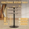 thumbnail image 3 of Homall 2 Pieces Bar Table Height Adjustable Bistro Pub Table Cocktail Round Table with Metal Base, Faux Marble/Black, 3 of 7