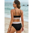 thumbnail image 4 of Eytino Women's Bikini Sets Colorblock Trim 2 Piece Swimsuit High Waisted Bathing Suits for Women Scoop Neck Adjustable Spaghetti Straps Bikini Swimwear Black M, 4 of 12