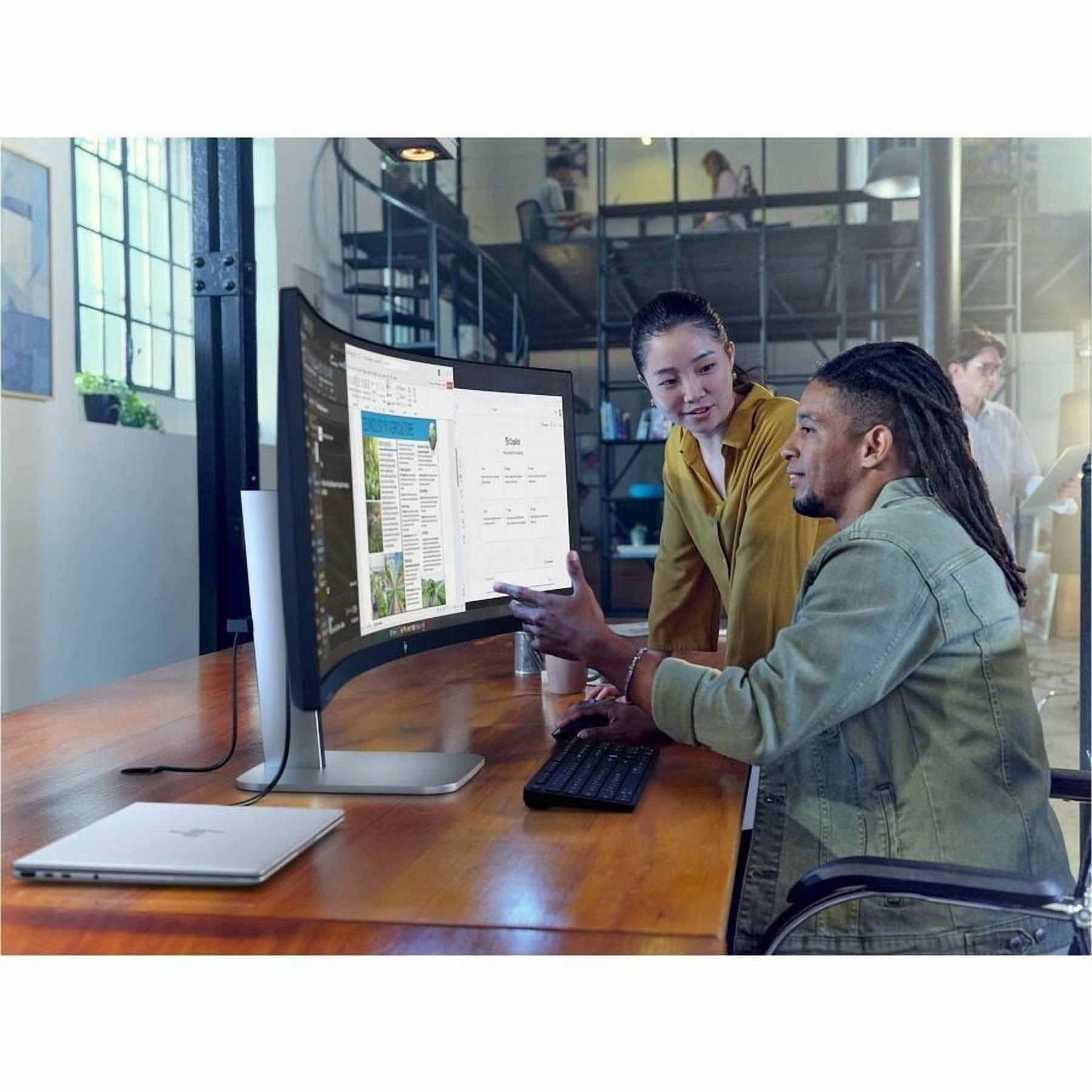 HP 549pm 49" Class Webcam Dual Quad HD (DQHD) Curved Screen LED Monitor, 32:9, Black, Silver