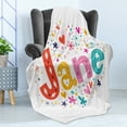 thumbnail image 4 of Jane Soft Flannel Fleece Throw Blanket, Cartoon Style Celebratory Design Rhombuses Flowers and Snowflakes Baby Name, Cozy Plush for Indoor and Outdoor Use, 50" x 60", Multicolor, by Ambesonne, 4 of 5