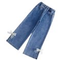 thumbnail image 2 of Pantalones de pierna ancha para niñas, cintura elástica, moda informal, pantalones de pierna recta holgados para niñas, para otoño y primavera, 140cm/55,1 pulgadas, 2 of 5