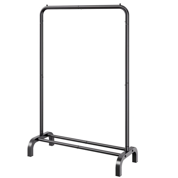 Heavy Duty Clothes Garment Rack with Hanging Rod and Bottom Storage for Bedroom Guest Room