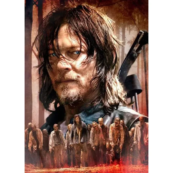 The Walking Dead Daryl 5D Diamond Painting Tools for Adults DIY Diamond Art Tools for Beginners with Round Full Diamond Diamond Gemstones Home Wall Painting Art Decoration Gift Artwork