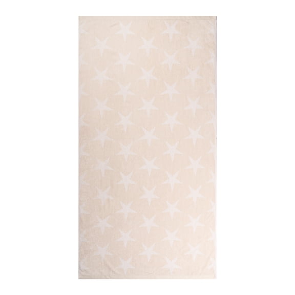 Mainstays Patriotic Cotton Blend Beach Towel, 36 x 72 in, Beige Star