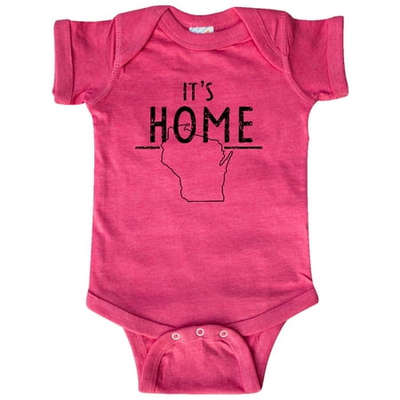 

Inktastic It s Home- State of Wisconsin Outline Distressed Text Gift Baby Boy or Baby Girl Bodysuit