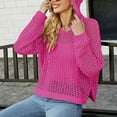 thumbnail image 5 of Lolmot Women Hollow Out Top Long Sleeve Crochet Knit Crop Tops Sexy See Through Fishnet Top Fashion Loose Fitting Solid Color Casual Sweater Tops, 5 of 5