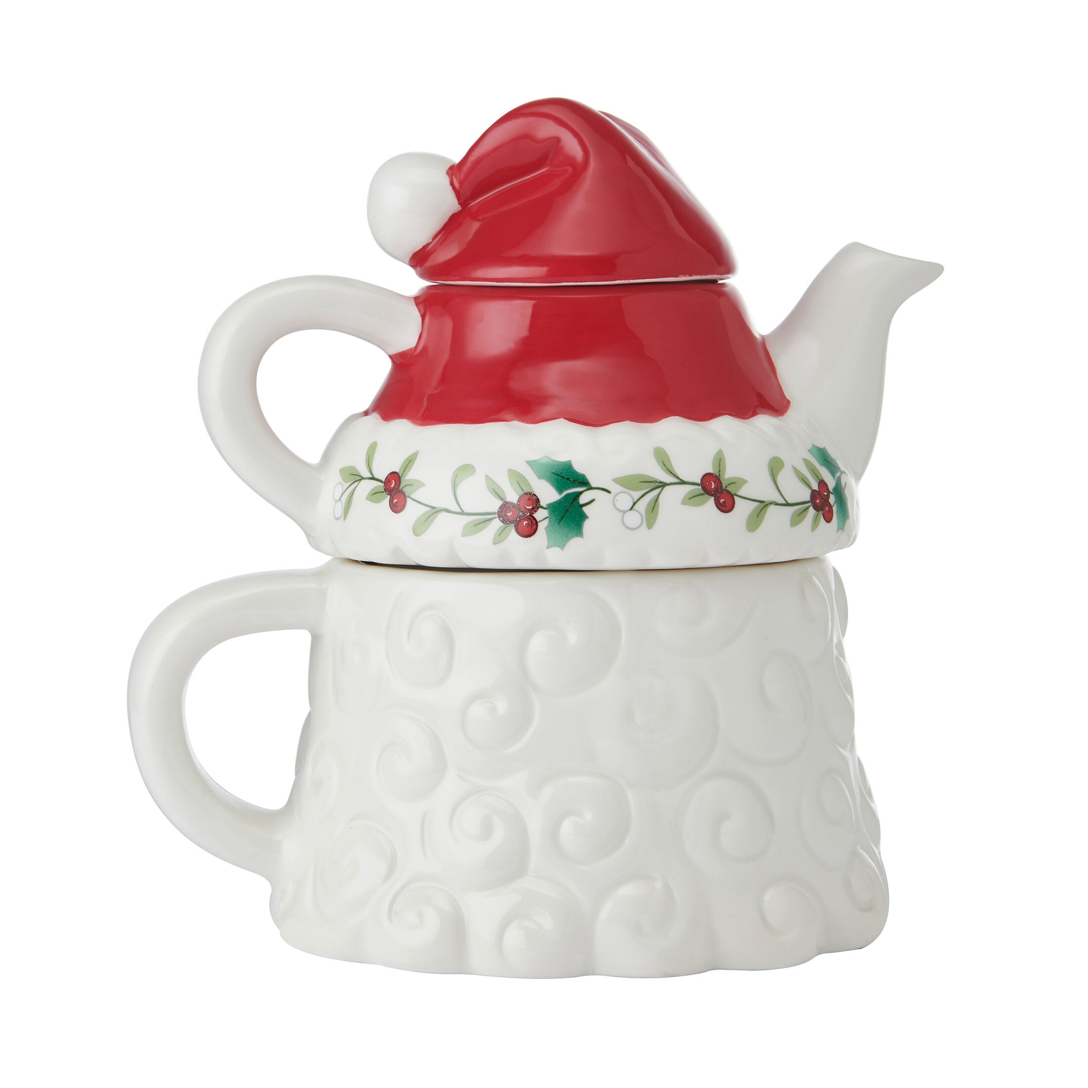 Pfaltzgraff Winterberry Dolomite Santa Teacup For One
