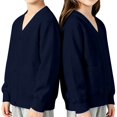 thumbnail image 4 of AUDeals Boys Girls Knit Cardigan V-Neck Long Sleeve Button Sweater Knitted Cotton School Uniform Preppy Fall Ribbed Sweater Jacket Tops (Navy, 3-4 Years), 4 of 7