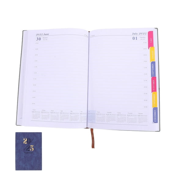 HEMOTON Dark Blue PU Cover Planner with Paper Pages for Writing Use Compact Size Fits Pocket or Bag