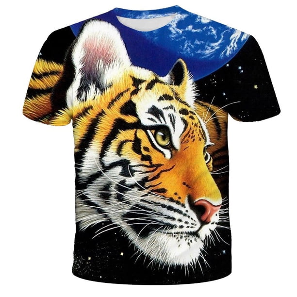 Summer Boys T-shirt Animal Lion graphic t shirts Children Fashion Casual Tops Tee harajuku 3D Printing streetwear Girls T-shirts10T Gong Bohan LED