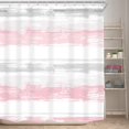 thumbnail image 2 of Abstract Striped Shower Curtain Modern Aesthetic Minimalist Geometric Simple Neutral Watercolor Painting Fabric Waterproof Polyester 12 Pack Hooks Pink Grey 72Wx72H Inches Bathroom Decor, 2 of 6